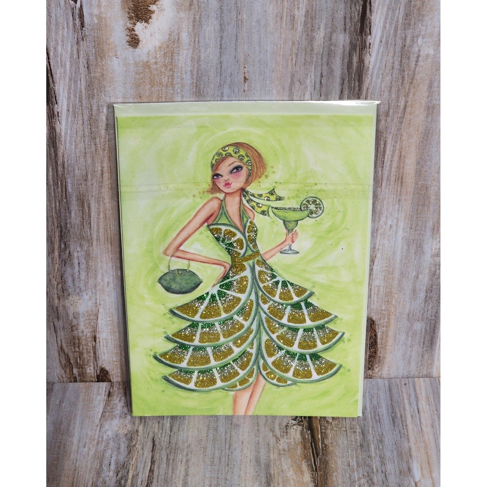 Papyrus Bella Pilar Glitter Lime Margarita Girls Night Greeting Card with Recipe